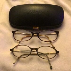 2 Two Vintage Escada Dark Red Eyeglasses Frames with 1 Case